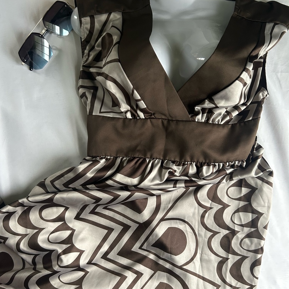 Mossimo Small New Elegant Brown Patterned Dress W… - image 5